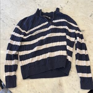 Navy and White Striped Women's Sweater